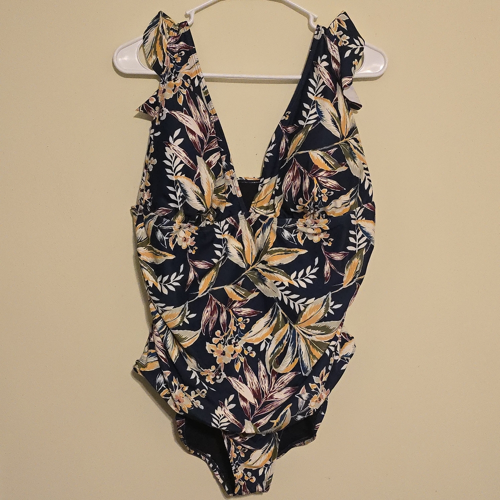 Anne Cole Black and Yellow Floral Swimsuit